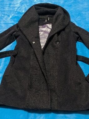 🖤 Wool Blend Belted Coat With Hood 🖤